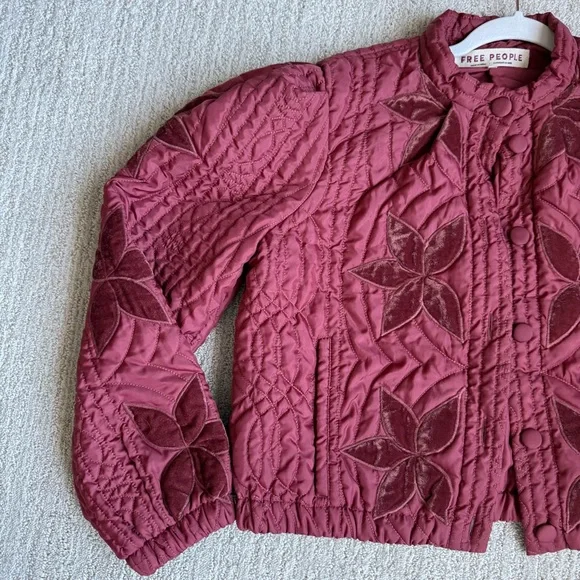 Free People- Quinn Quilted Jacket in Marsala Small - Picture 5 of 10